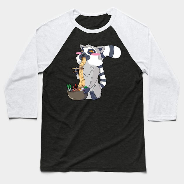 Lemur Ramen Kawaii Baseball T-Shirt by KAWAIITEE